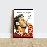 ANDSAL Francesco Totti Roma 2024 Artwork idea regalo Stampato Poster Autografo per Appassionati di Calcio Sport Memorabilia – A3 Cornice Nera, Italia