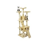 Tiragraffi da 170Cm con Cuccia per Gatti Albero Parco giochi gioco tira graffi per Gatto (Beige)