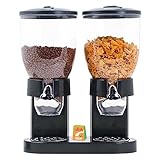 Doppio dispenser per cereali Cornflakes, dispenser per cereali, cereali, Doppio plastica Dry food Cereal dispenser double canister, Clear canister Fresh Candy titanio chicchi di stoccaggio (Nero)