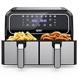 Innsky Friggitrice ad Aria Doppio Cestello, 8L Friggitrice ad Aria Calda a Doppia Zona, 8 programmi di Air Fryer con Promemoria Shake, IT Ricette