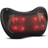 Cuscino Massaggiante Shiatsu Ricaricabile, Elettrico con Funzione Calore, Massaggiatore Cervicale e Spalle con 8 Nodi di Massaggio 3D, Cuscino da Massaggio al Corpo Per Casa Ufficio Auto