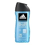 Adidas, After Sport Gel Doccia Bagnoschiuma 3 in 1 per Corpo, Capelli e Viso, Formula Vegana, 250ml