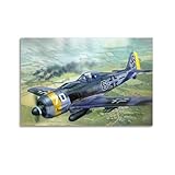 GLMHOK Poster decorativo su tela con bombardieri militari Fw 190, 50 x 75 cm