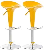 CLP Set 2 Sgabelli Design Saddle in Plastica I Coppia Sgabelli Cucina con Poggiapiedi I Sedie Regolabili Alt 60-81 CM, Colore:Giallo