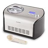 Klarstein Snowberry & Choc - macchina gelato , 135 Watt , 1,2 litri , Funzione di raffreddamento , Timer , 30-40 min , Display LED , Facilità di pulizia , Incl. Consigli di prescrizione , Argento