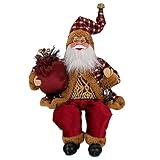 Forreen Bambola di Babbo Natale 35cm, Figura di Babbo Natale Seduta in Tessuto Realistico Tradizionale Decorazione Natalizia per Tavolo da Finestra, Camino,Tavolo da Pranzo