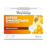 VITARMONYL DIFESE IMMUNITARIE - Con Propoli e Miele - Arricchito con Vitamina C e Vitamina D - Supporto Immunitario - Benessere Vie Respiratorie - 10 fiale