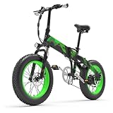 LANKELEISI X2000 Plus Bicicletta Elettrica Riduttibile, 20 pollici (Verde)