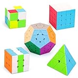 TOYESS Speed Cube Set, Cubo Magico 3x3 Originale + Cubo 4x4 + Magic Cube 2x2 + Megaminx + Cubo Piramide Pyraminx, Regali di Natale per Adulti e Bambini (Stickerless)