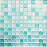 Yoillione Mattonelle Mosaico Piastrelle Cucina Azzurro, Autoadesivo Mosaico Adesivo 3d Mattonelle Adesive Bagno Piastrelle Adesive da Parete, Impermeabile Vinile Paraschizzi Cucina 4 Pezz