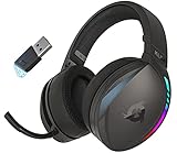 KLIM Panther Cuffie Gaming Wireless per PS4 PS5 Switch PC, Over Ear Bluetooth con Cancellazione del Rumore e Microfono + Compatibili 3D Audio + Cuffie da Gaming RGB