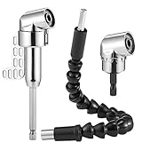 JTENG Avvitatore Angolo Adattatore, set di Punte da Trapano Adattatore con Esagonale Gambo 1/4 di Pollice Regolabile Cacciavite Socket Holder Adattatore e Prolunga Flessibile Avvitatore（3PCS）