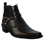 US BRASS Eastwood - Stivali da cowboy da uomo con doppio tassello, tacco western, tacco alla caviglia cubano, taglie 40-42, Nero , 42 2/3 EU