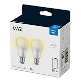 WiZ Lampadina Smart WiFi, Luce Bianca Calda Dimmerabile, 2 pezzi, E27, 8W, Tecnologia SpaceSense, Controllo Vocale (Alexa, Apple HomeKit, Google Home)