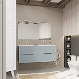 Kiamami Valentina Mobile bagno 120cm doppio lavabo, cassetti blu opaco | Magnolia