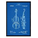 Nacnic Poster di Brevetto Violino. Foglio con Il Vecchio Formato A3 Brevetto di Disegno con Sfondo Blu