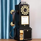 WangXLDD Decorazione da parete decorativa a forma di telefono, con quadrante rotativo antico, decorazione per telefono a gettoni, idea regalo (nero)