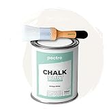 Chalk Paint Vernice a Gesso 750ml + Pennello Tondo in Legno Pack - Pittura per Mobili Senza Carteggiare - Chalk Paint Bianco e Colori per legno PECTRO - Efetto Polvere (BIANCO ANTICO)