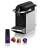 Nespresso De Longhi Pixie EN127.S, Macchina da Caffè con Sistema Capsule Nespresso, Modalità ECO, Espresso e Caffè Lungo, Design Compatto, Pressione 19 Bar, 1260W, Silver