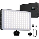 NinkBox Luce Video LED 3000K-6500K Dimmerabile, Faretto LED con Luminosità Regolabile 5%-100%, CRI 95+, Luce Fotografica LED Portatile da 4000mAh per Videocamere DSLR, Fotografia