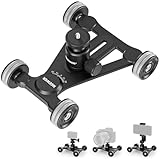 Neewer Camera Slider Dolly, Testa Sfera 360°/Adattatore Action Cam, Carrello Fotocamera Manuale a 4 Ruote per Movimenti Circolari/Lineari di ±30°, Compatibile con GoPro Insta360 iPhone Android, SD002