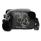 Disney Mickey Outline Borsa da corriere Nero 19,5x11,5x7,5 cm Poliestere, Nero, Tracolla