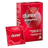 Durex SuperSottile, Preservativi Ultra Sottili Vestibilità Regular, 18 Profilattici