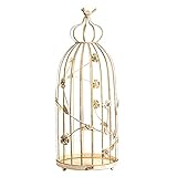 zlw-shop Gabbia per Uccelli Retro Spazzola in Ferro Battuto in Oro Gold Bird Cage Decorazione di Nozze Creativa Home Candela Portacandele Puntelli A Candela Piano Voliera Gabbia (Color : Gold)