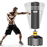 Dripex Sacco Boxe da Terra, 175 Sacco da Boxe Autoportante MMA con Base a 12 Potenti Ventose, Riempibile Sabbia 80 kg/Acqua 60 kg (Base e Sacco Due Pacchi)