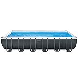 Intex 26364GN – Piscina Fuori Terra Ultra XTR Frame Rettangolare, Pompa Filtro 7900 L/h, Scaletta, Telo Base e Copertura, 31805 L, Acciaio e PVC, Grigio, 732x366x132 cm