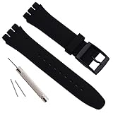 Impermeabile in Gomma Siliconica Orologio da Polso Cinturino per Swatch (17mm 19mm 20mm) (20mm, Black)