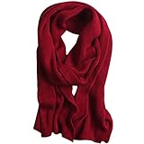 HBALDTEDC Sciarpa di Lana Morbida e Calda Pashmina Scialle, Ladies Scarf Knit Scarf Spring Autumn Unisex Scarf Thick Warm Men Winter Scarves Long Size Cashmere Women Scarves(Red)