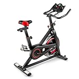 GYMAX Bici da Fitness Regolabile, Cyclette da Esercizio, 8 Livelli Resistenza, 8 Altezza di Sedile, 6 Altezza Manubrio, Display LCD Digitale, Pedali con Fermapiede, Portata di 110 kg