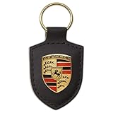 Portachiavi con stemma originale Porsche, colore nero