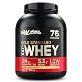 Optimum Nutrition Gold Standard 100% Whey Proteine in polvere per lo Sviluppo e il Recupero Muscolare con Glutammina e Aminoacidi BCAA Naturali, Gusto Crema di Vaniglia Francese, 76 Dosi 2,28 kg