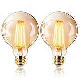 LED Lampadina Vintage Edison, G95 6W E27 bianco caldo 2200K Decorativo luce filamento (2pezzi)