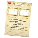 B3AL 50 anni di matrimonio idea regalo biglietto auguri uomo donna per festa o anniversario anno 1974 formato maxi da incorniciare originale per decorazioni dim. 30 x 42 cm