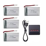 ZYGY 4pcs 3.7V 600mAh Lipo e Caricabatterie 4in1 per MJX X708 X708W X709 UDI U45 U45W U42 U42W SYMA X5C X5SW X5SC S5 S5C S5W E32HW SS40 FQ36 T32 T5W H42 CW4 Rc Quadcopter Drone Ricambi UAV Batterie