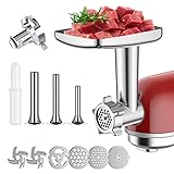 COFUN Tritacarne per Kenwood Accessorio, Adatto per Kenwood Robot da Cucina, Include 3 Tubi di Ripieno per Salsicce e 4 Tipi di Piastre di Macinazione(con adattatore)