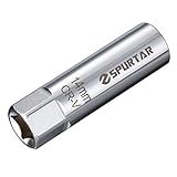 Spurtar Presa per candela da 14 mm, parete sottile a 12 punti, clip a molla da 3/8", strumento per la rimozione della candela, compatibile con chiave per candele BMW, Mercedes, Nissan, moto