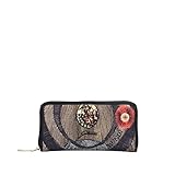 Portafoglio donna Gattinoni Planetarium Linea Maya Classico Nero portafoglio con zip Grande in tessuto nylon Wallet Portamonete Portacarte di credito