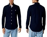 Ralph Lauren - Camicia da uomo a maniche lunghe, vestibilità Custom Fit, blu navy, M, Blu marino