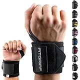 Fitgriff® Polsini Palestra - Polsiere Gym Uomo e Donna Professionali, per Fitness e Bodybuilding - Accessori Sollevamento Pesi (Black)