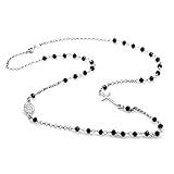 Collana girocollo uomo donna rosario in argento 925 e perline colorate - 47 cm