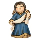 THUN® - Angelo dell Annunciazione con Targhetta Personalizzabile - Veste Blu - Statuine Presepe Classico - Ceramica - I Classici