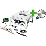 Festool Sega circolare da banco TKS 80 EBS KT/W40 Limited Edition (con lame circolari, cartucce KT-TKS 80, arresto angolare, set di aspirazione, bastone scorrevole, chiave esagonale, chiave a