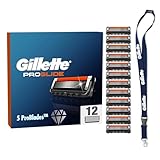 Gillette Fusion 5 ProGlide, LAMETTE DA BARBA, 12 RICAMBI (da 5 Lame), Delicatezza Elevata con TECNOLOGIA FLEXBALL, Fino a 1 MESE di RASATURA con 1 Lametta, con LACCETTO INCLUSO, IDEA REGALO UOMO