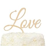 LOVENJOY Love Topper Torta Matrimoniale Legno Rustico Topper per Torta Nuziale Anniversari per Matrimoniale Decorazione, Confezione Regalo