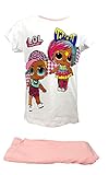 Adatto a L.O.L. Surprise Dolls - Pigiama per Bambine, Set NotteT-Shirt e Pantaloncino, Bianco, Taglia 110