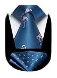 HISDERN Cravatte uomo blu navy e rosa Fazzoletto fantasia fenicotteri Cravatta da matrimonio business elegante cravatta set